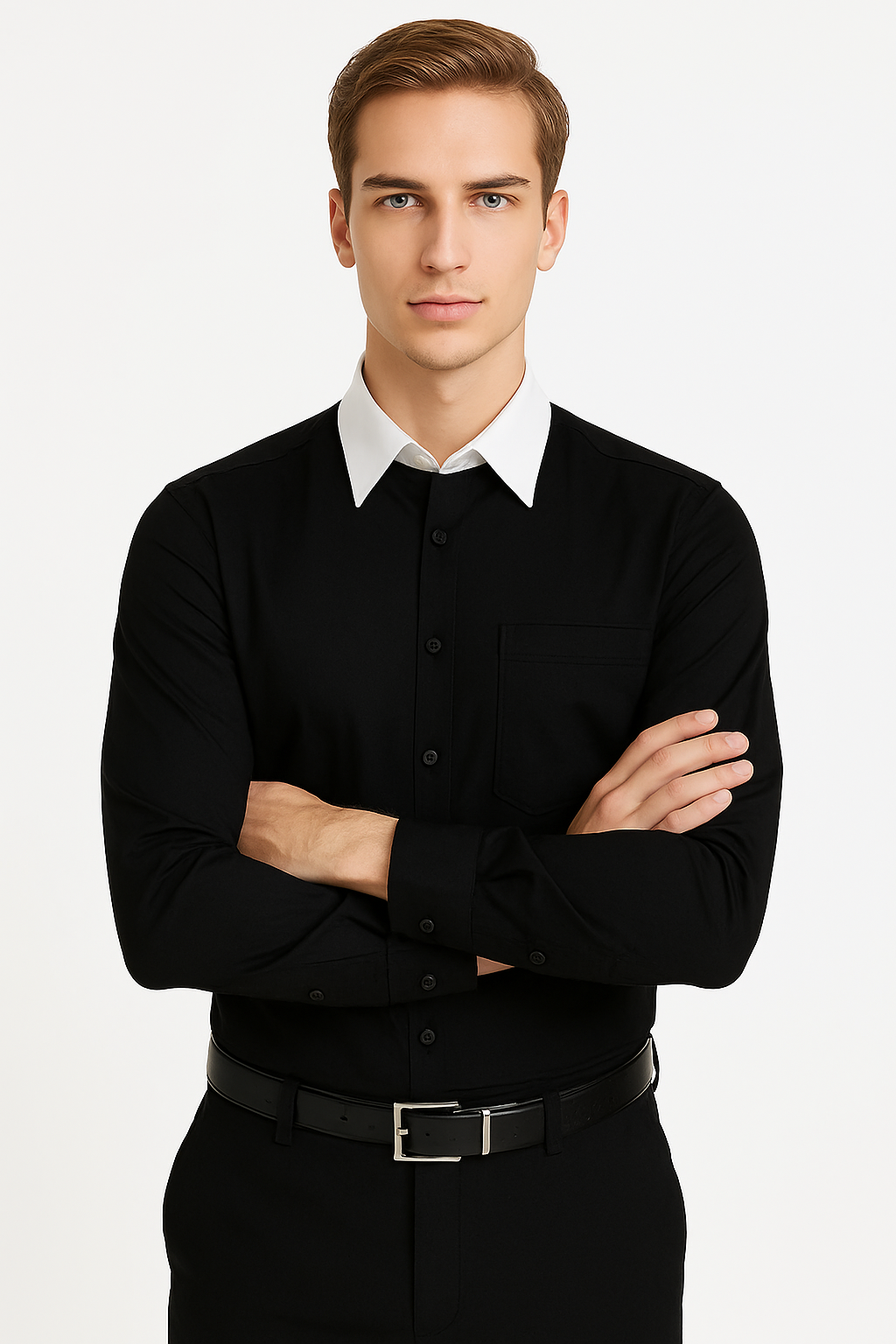 Classic Stylish Fashionable -White Collar Two Toned Contrast white collars Multi-color Men's Dress Shirt