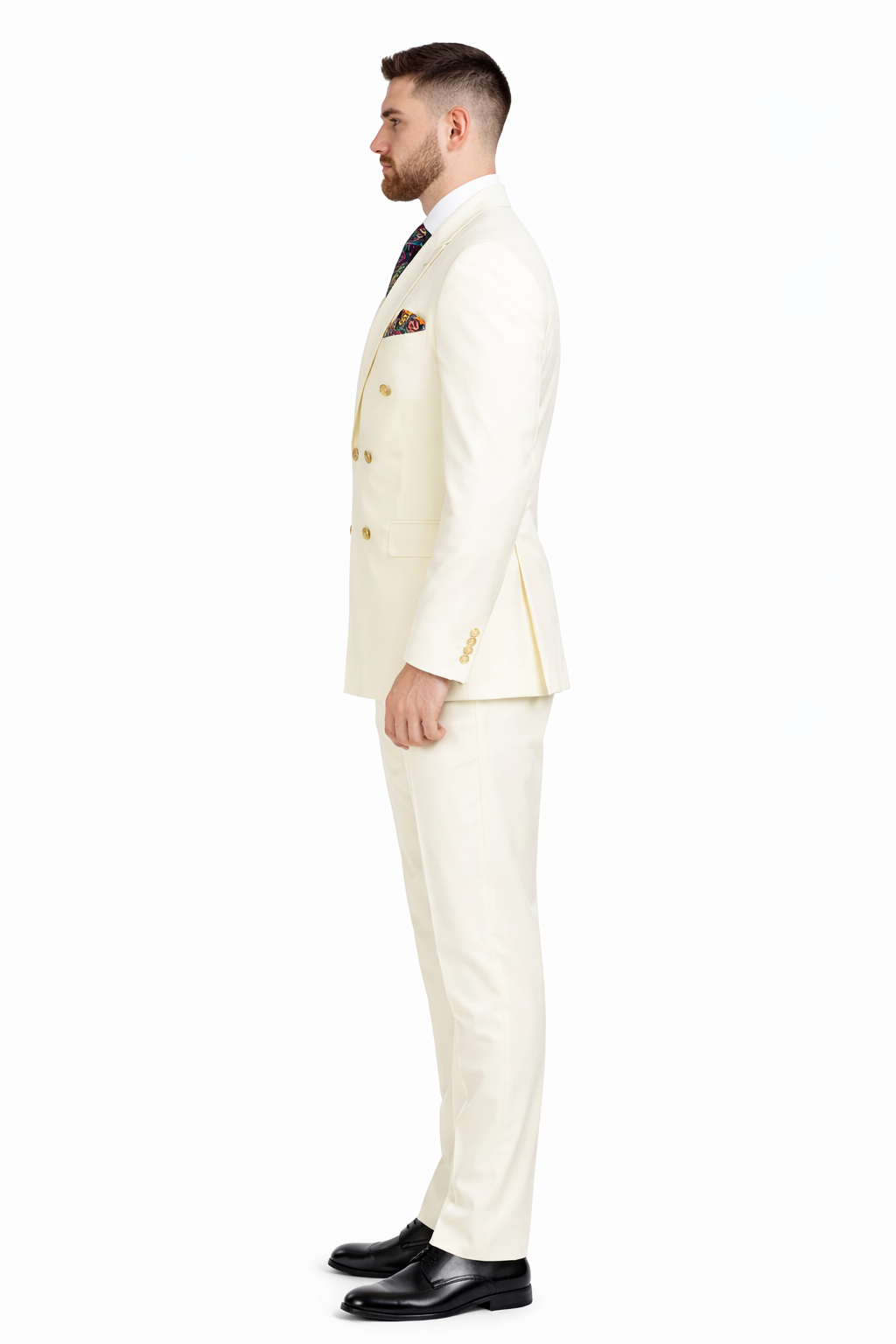 Apollo King Men's 2pc Double Breasted Suit Wide Peak Lapel with Slim Fit Cut
