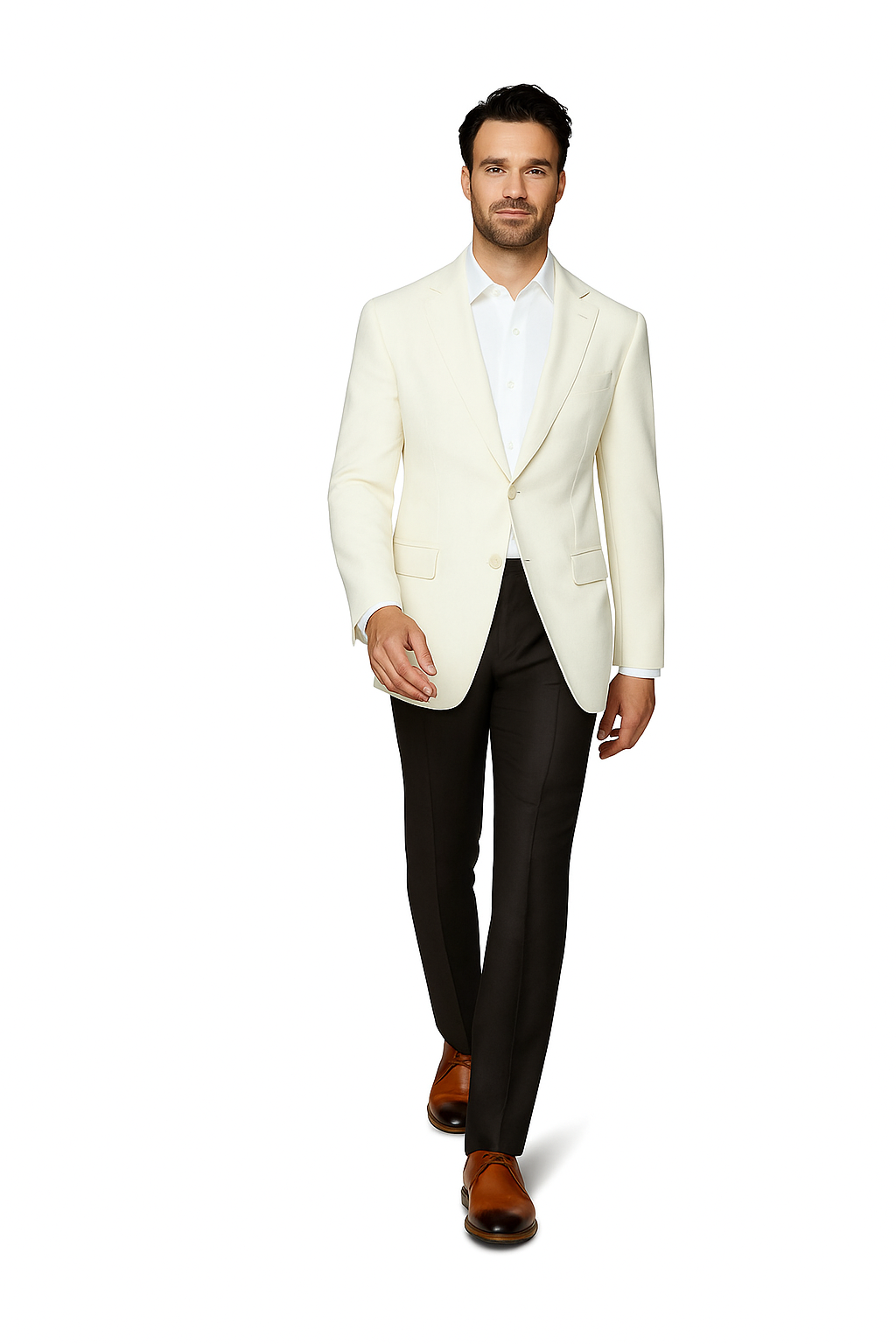 White Elegant Modern Fit Wool Sport Coat - 62 Regular