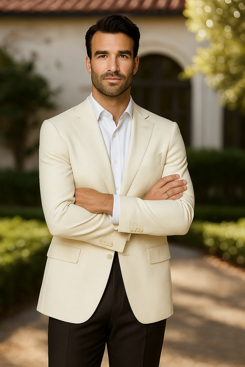 White Elegant Modern Fit Wool Sport Coat