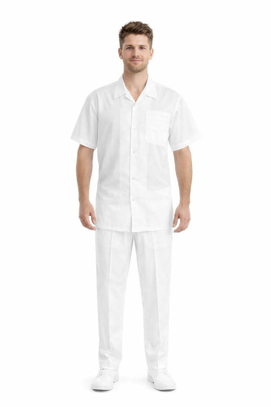 White Mens Walking Suit Men's Short Sleeve Two Piece Two Piece Mens Walking Outfit Pant Sets Suit All White Outfits For Men Short or Long Pants Leisure Casual Suit For Sale-New Designer Collection