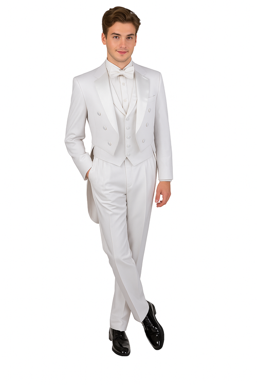 Men's Tuxedo Regular Fit Collection With Tails 3 Piece In White
