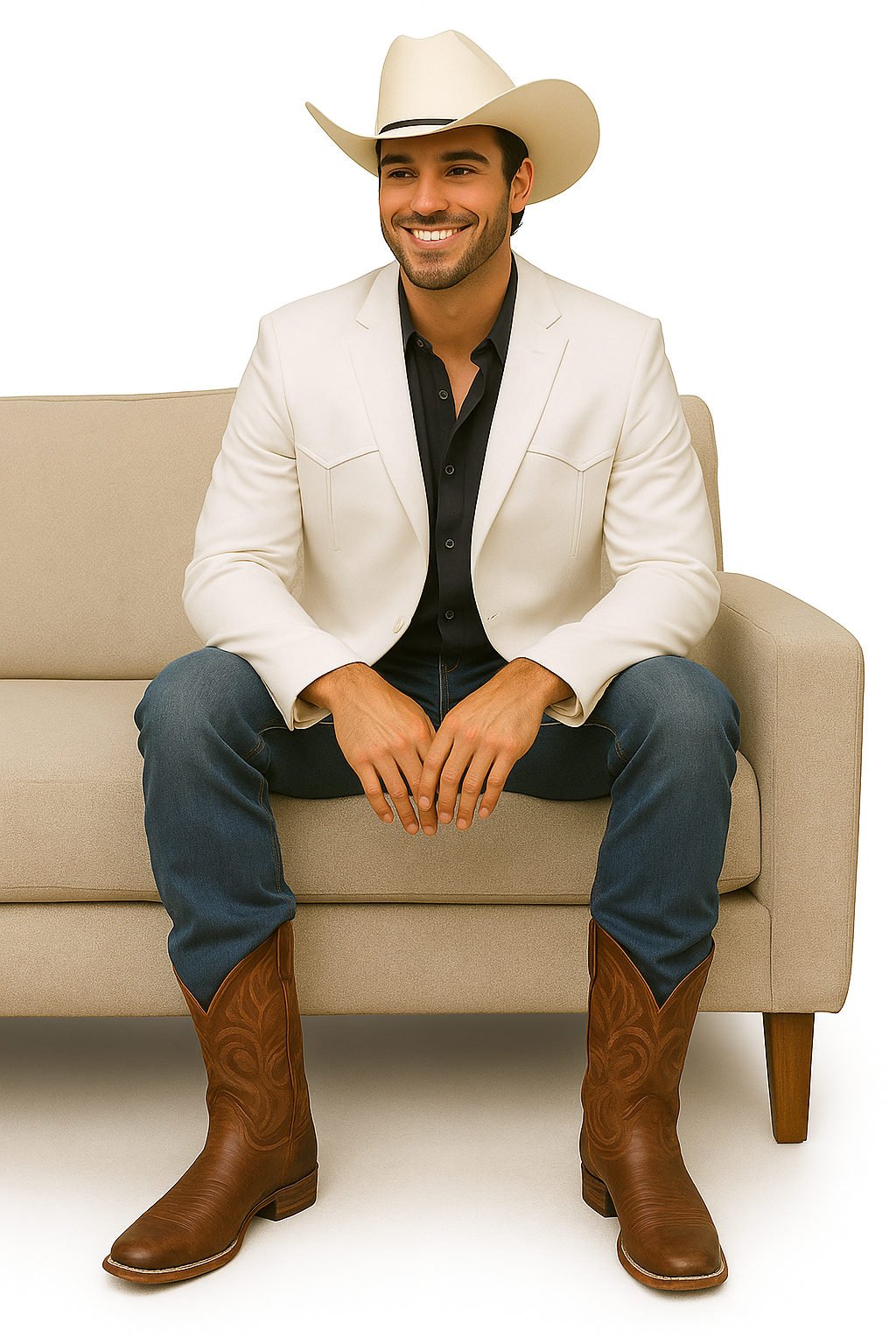 Western Blazer - Saco Para Hombre - Mens Double Button Western White Blazer - 36 Short