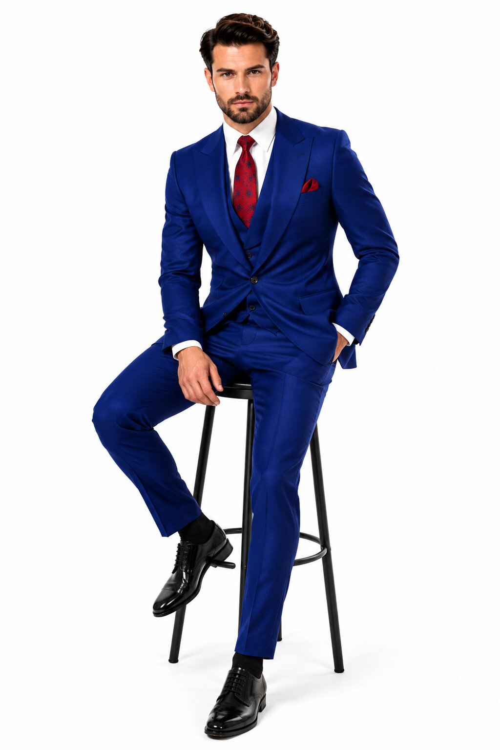 Big Lapel - Wide Lapel - Tom Ford Style Suit - Ticket Pocket - Royal Blue - 38 Short Jacket+32 Waist Adjustable 28to34)(Height: 5â€™4â€to5â€™7â€)(Neck 15-16.5)S-M)