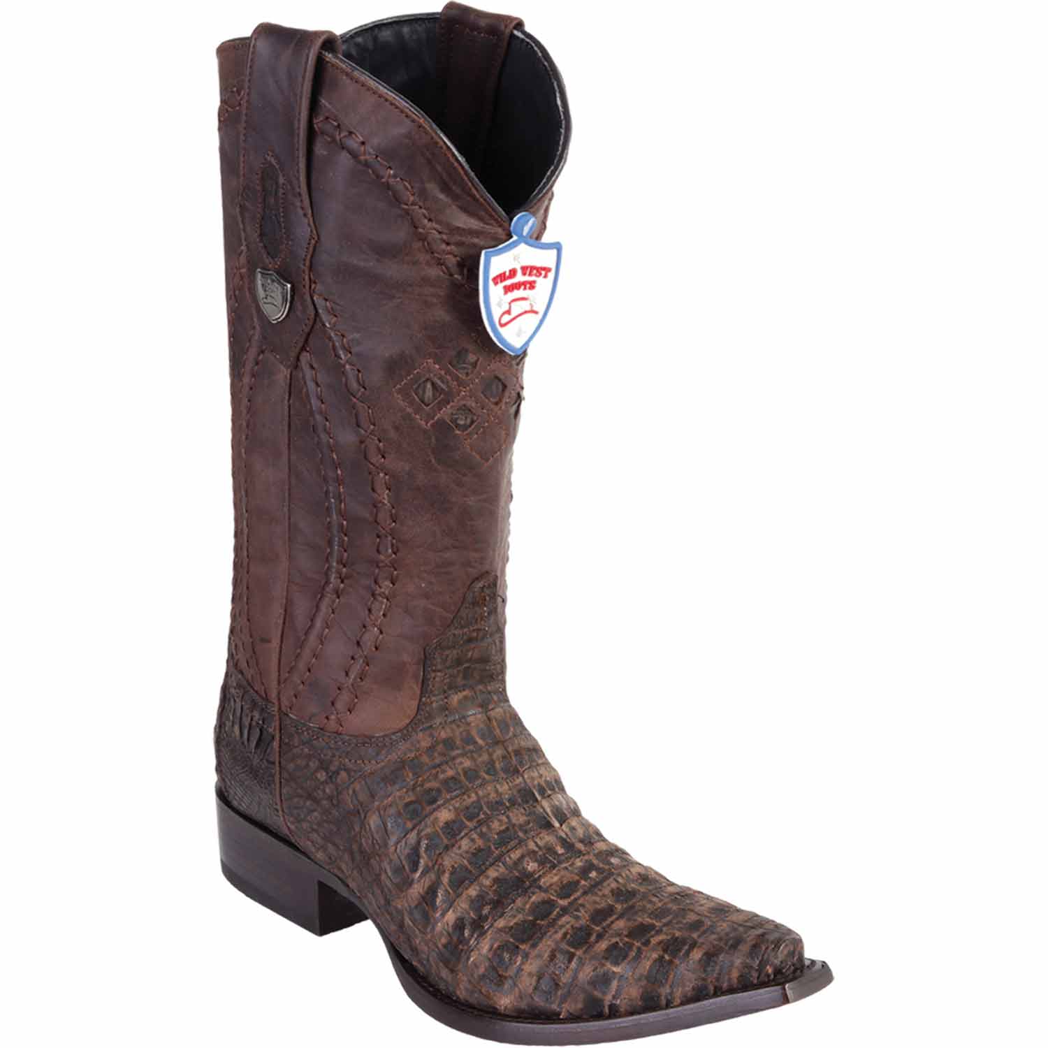 Men's Wild West Caiman Belly Skin Snip Toe Boots 29482 - 6