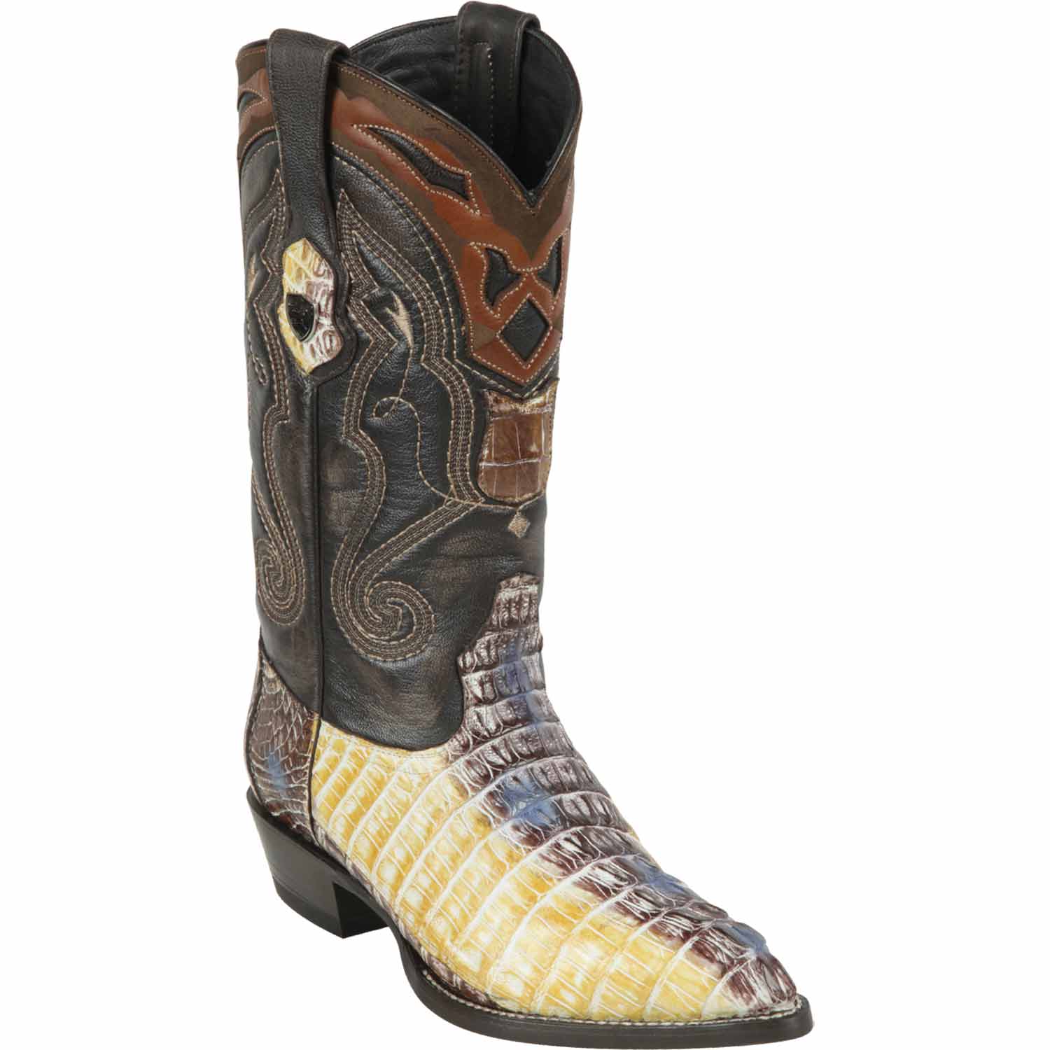 Men's Wild West Caiman Tail Skin J Toe Boots 29901-B - 6