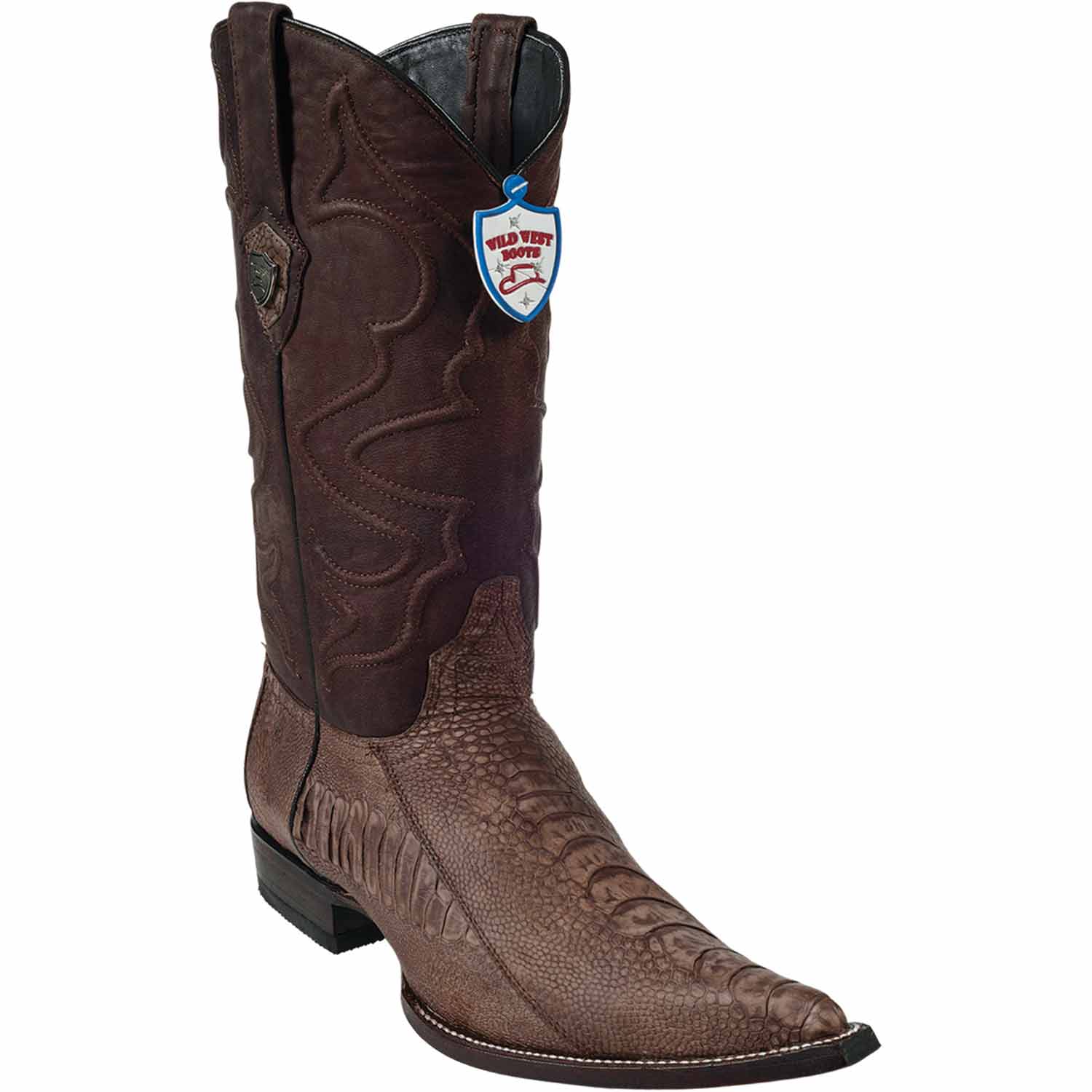 Men's Wild West Ostrich Leg Grasso Skin 3X Toe Boots 295G05 - 6