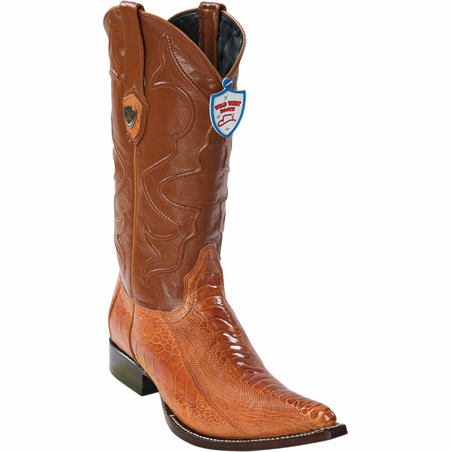 Men's Wild West Ostrich Leg Skin 3X Toe Boots 29505-A - 6