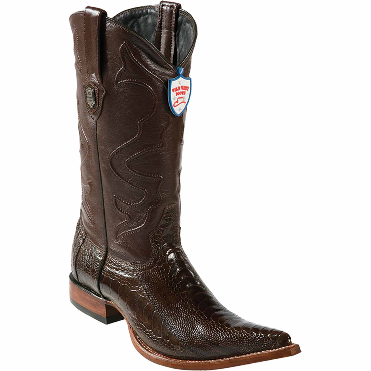 Men's Wild West Ostrich Leg Skin 3X Toe Boots 29505-A - 6