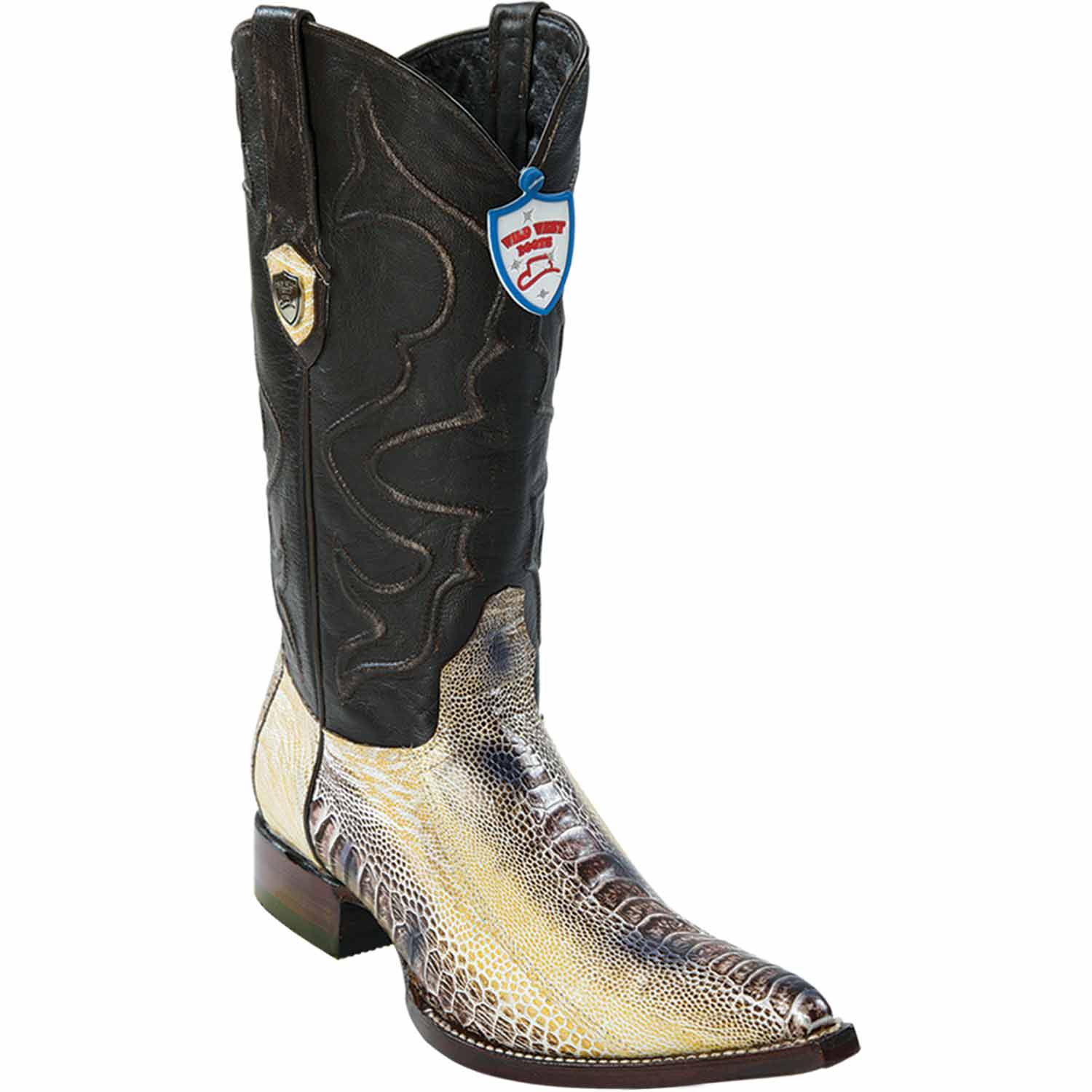 Men's Wild West Ostrich Leg Skin 3X Toe Boots 29505-B - 6