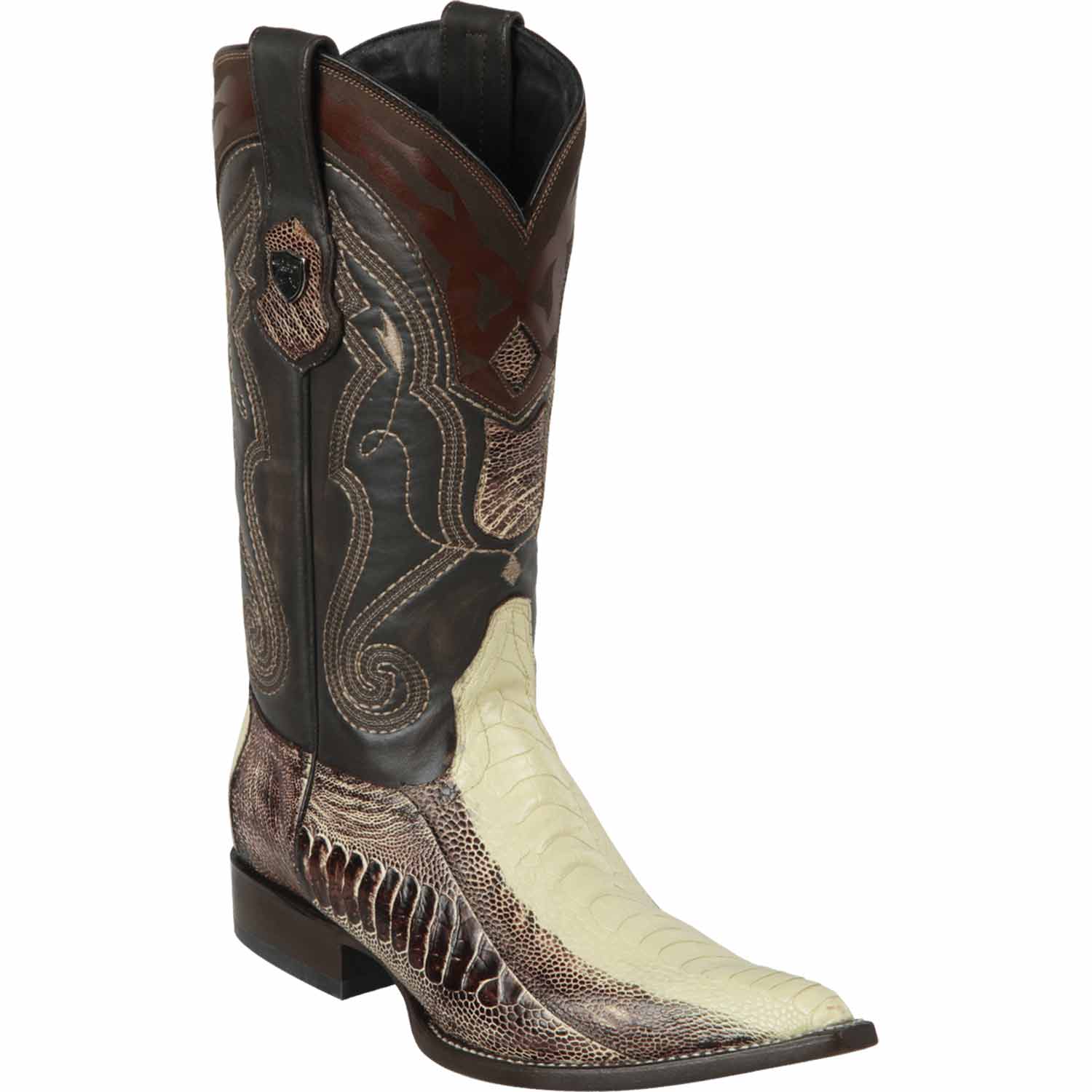 Men's Wild West Ostrich Leg Skin 3X Toe Boots 29505-B - 6