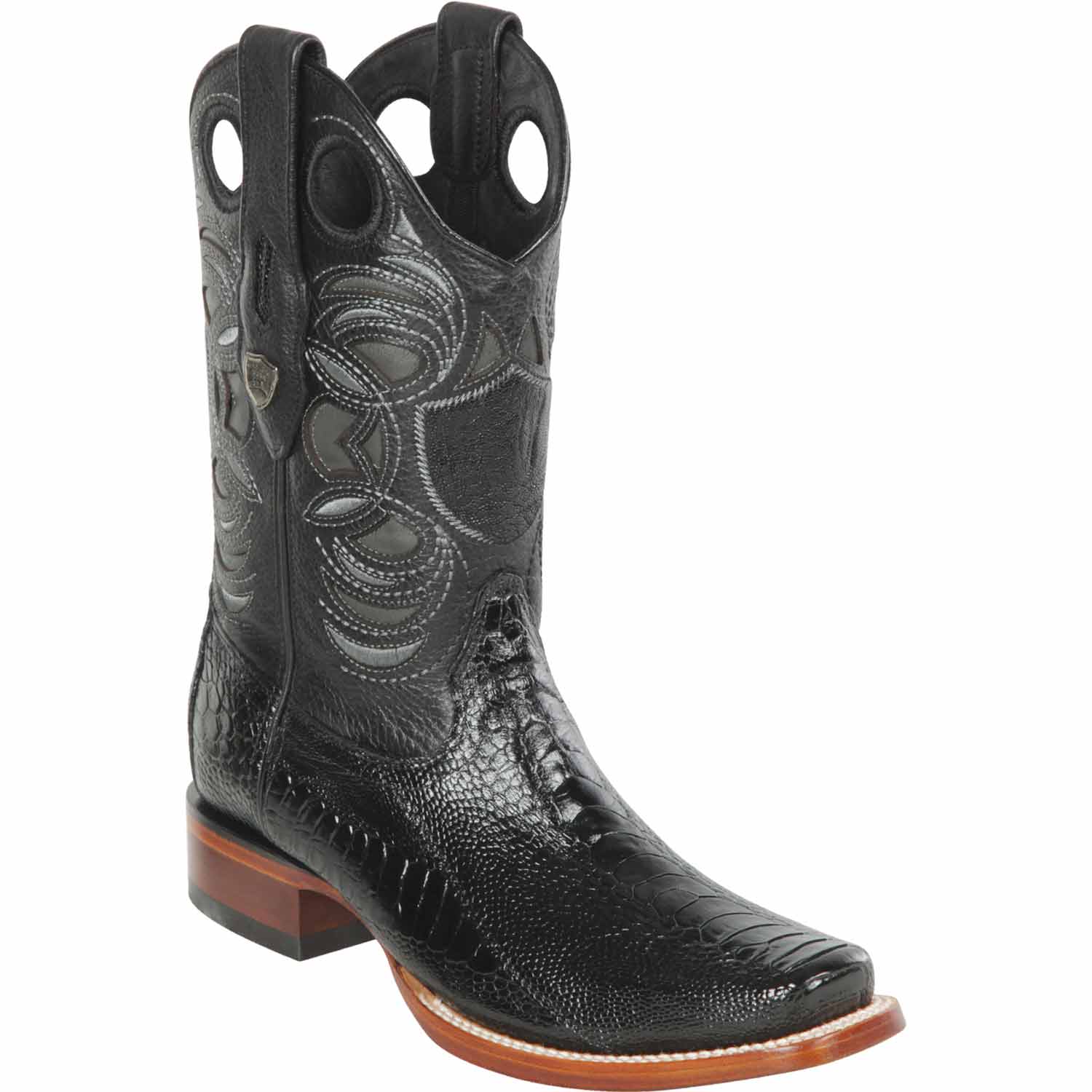 Men's Wild West Ostrich Leg Skin Rodeo Toe Boots 281805 - 6