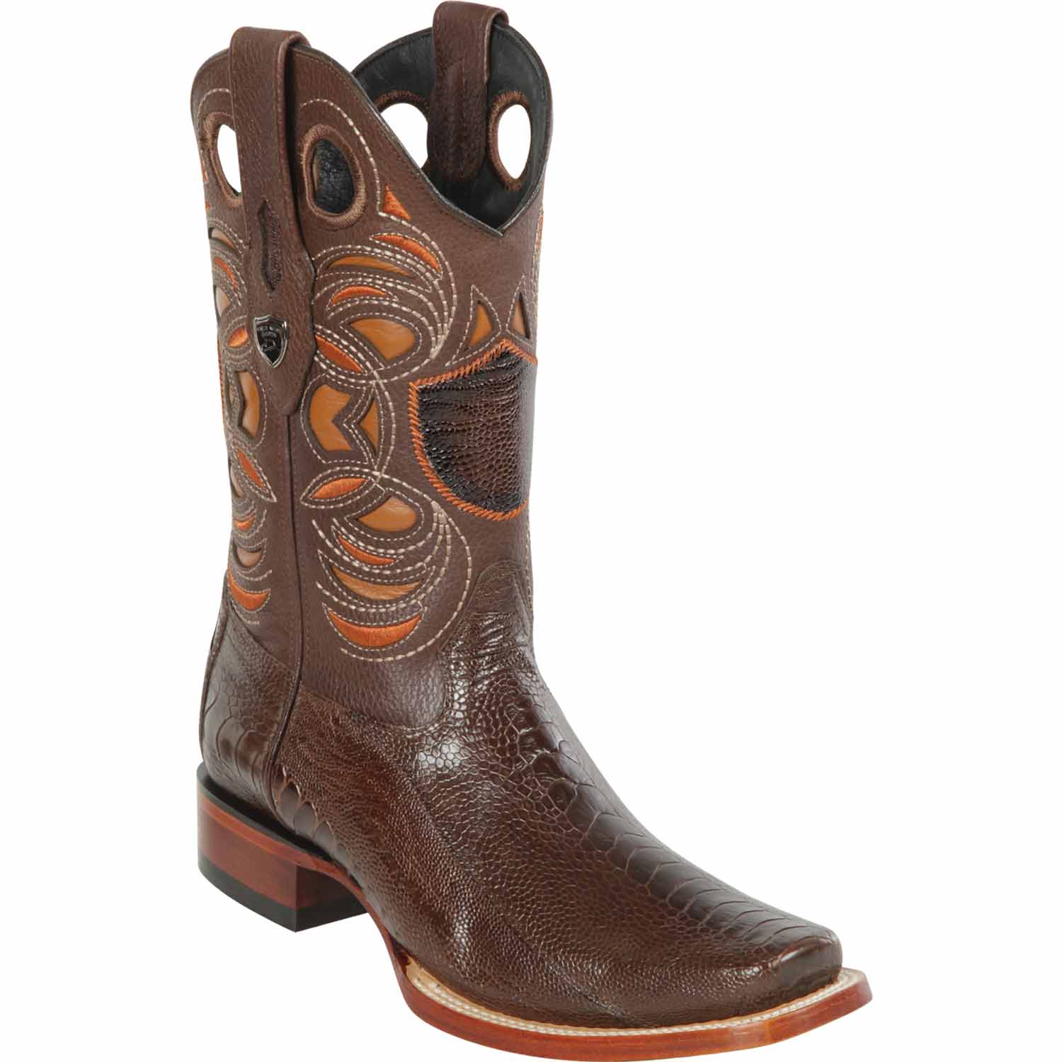 Men's Wild West Ostrich Leg Skin Rodeo Toe Boots 281805 - 6