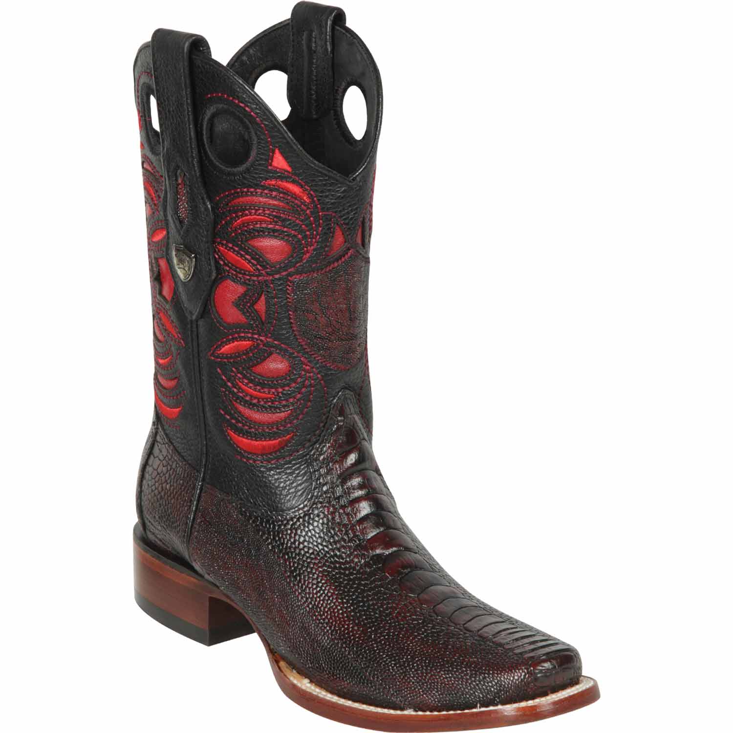 Men's Wild West Ostrich Leg Skin Rodeo Toe Boots 281805 - 6