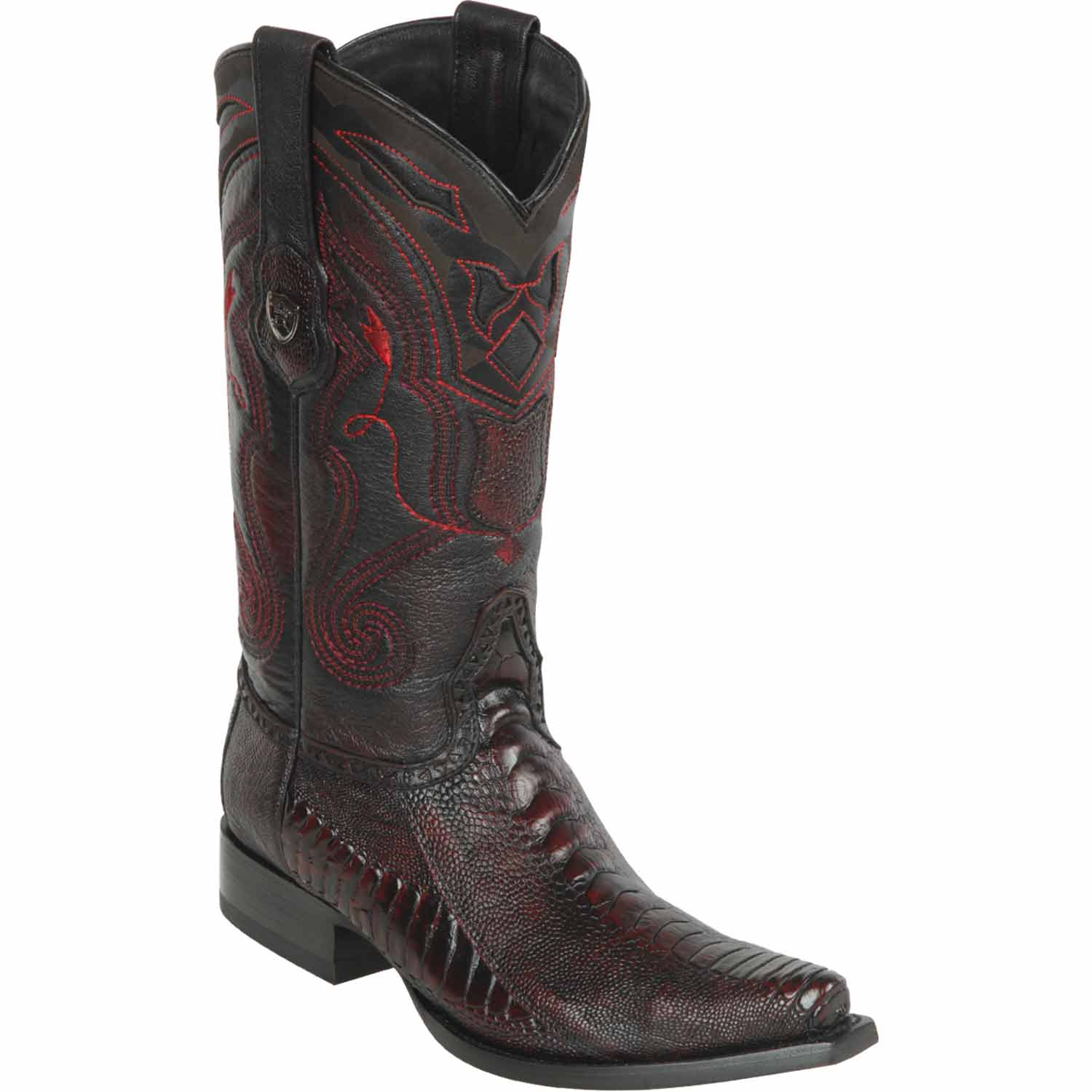 Men's Wild West Ostrich Leg Skin Snip Toe Boots 29405 - 6