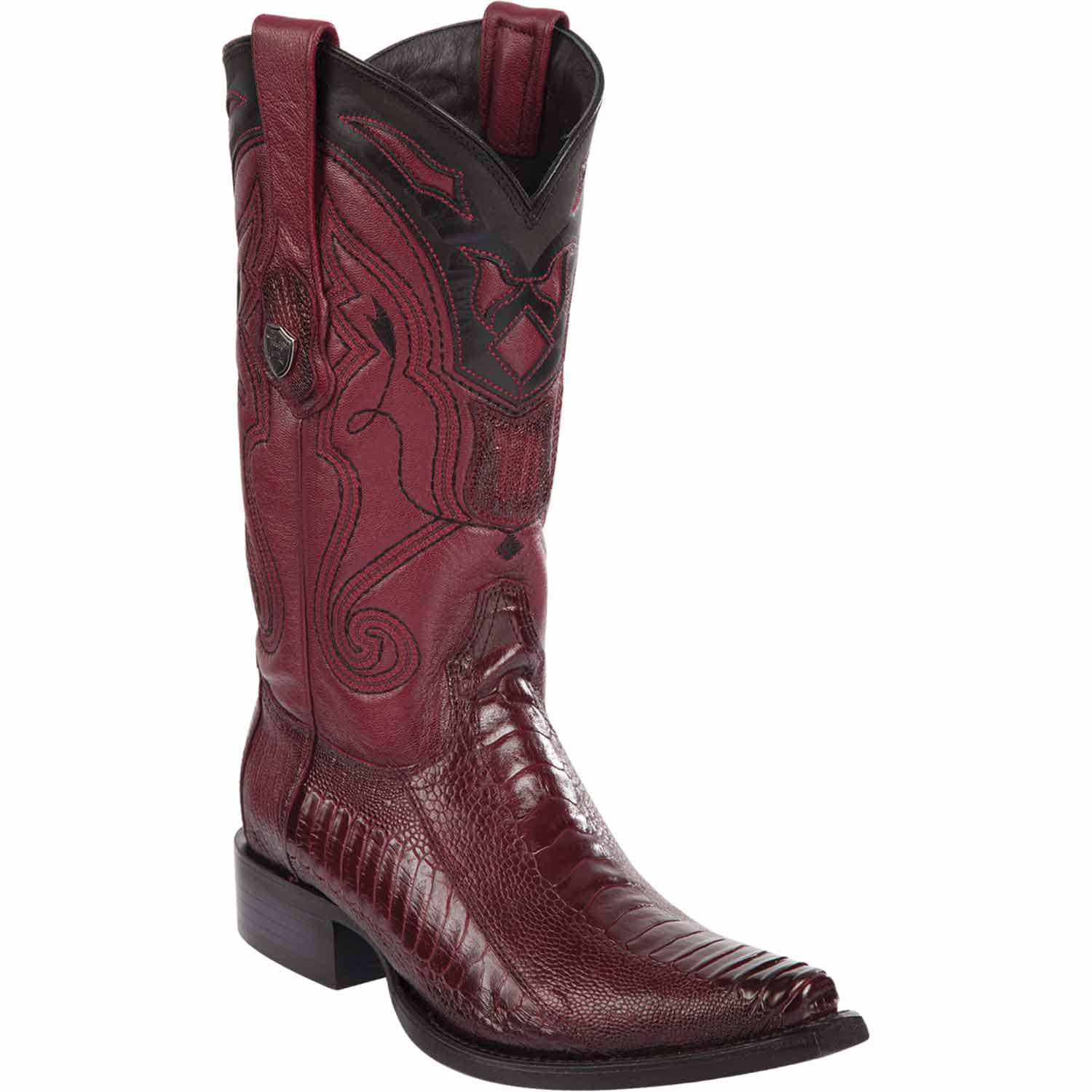 Men's Wild West Ostrich Leg Skin Snip Toe Boots 29405 - 6