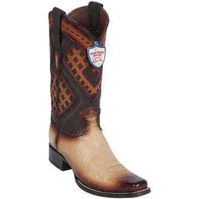 Men's Wild West Smooth Ostrich Square Toe Boots 27697 - 6