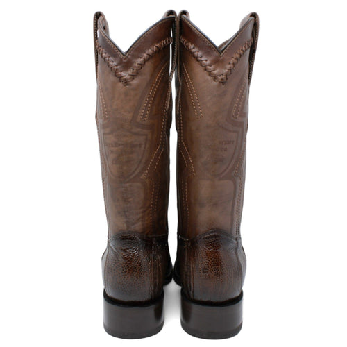 Men's Wild West Ostrich Leg Square Toe Boots 277L05