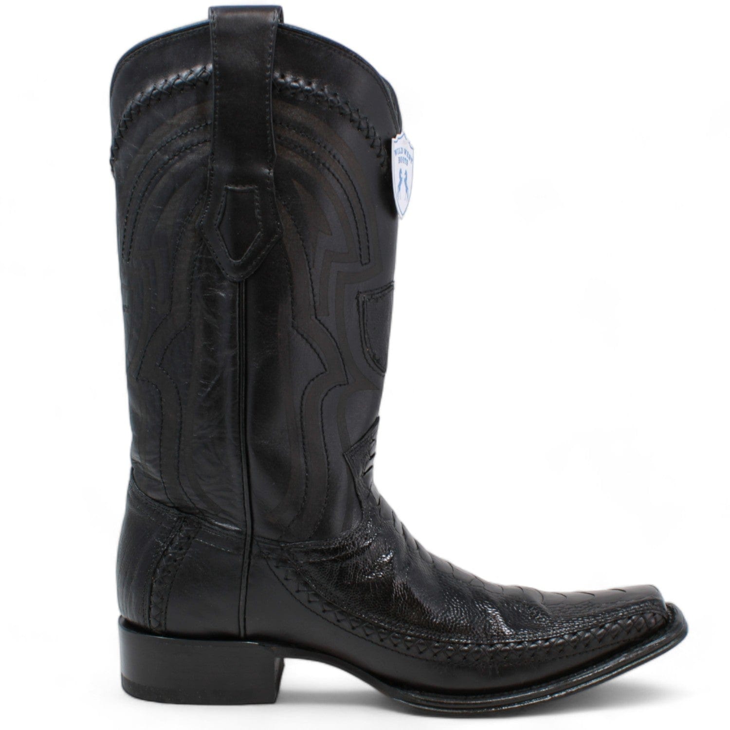 Men's Wild West Ostrich Leg with Deer Skin Square Toe Boots 277LF05 - 6