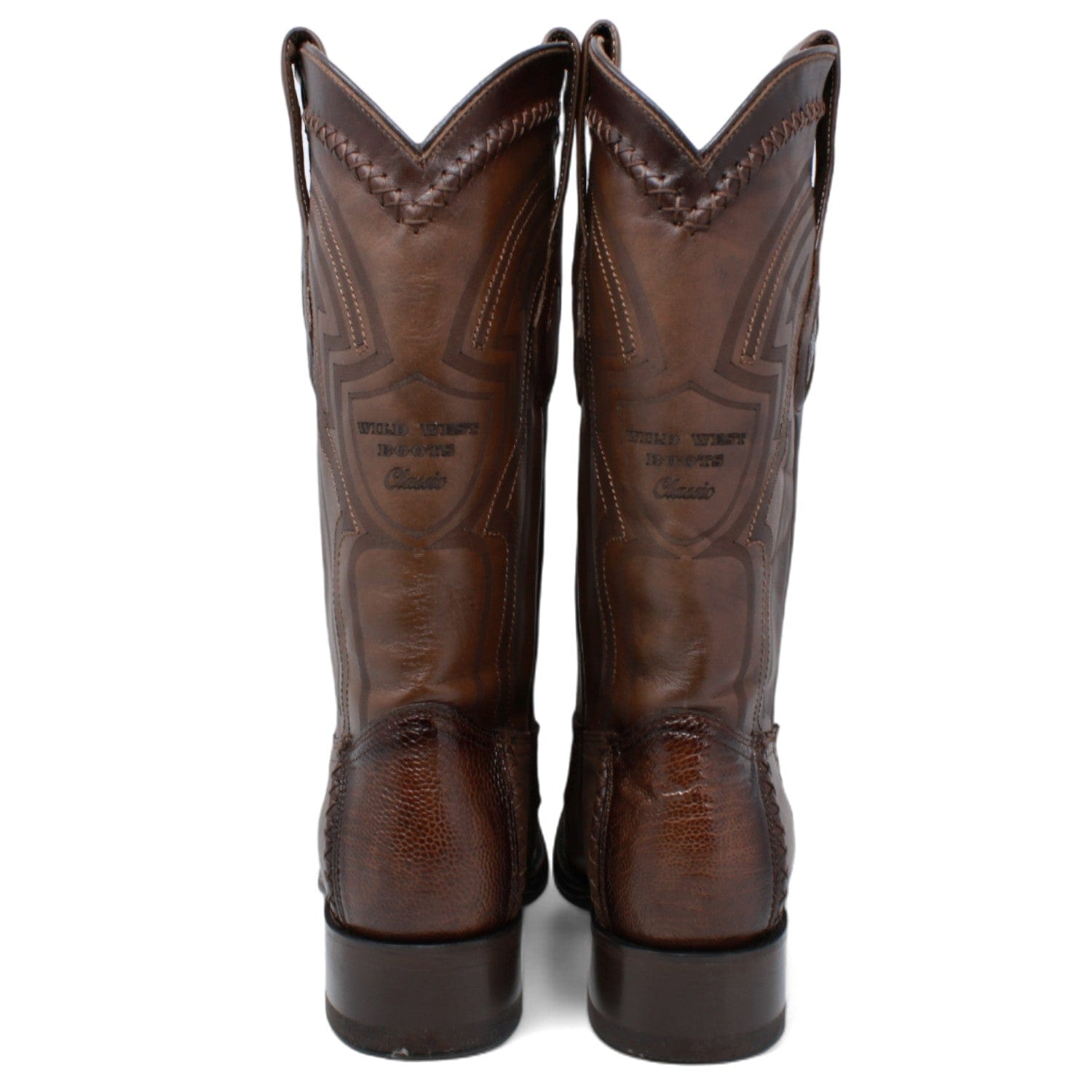 Men's Wild West Ostrich Leg with Deer Skin Square Toe Boots 277LF05 - 6