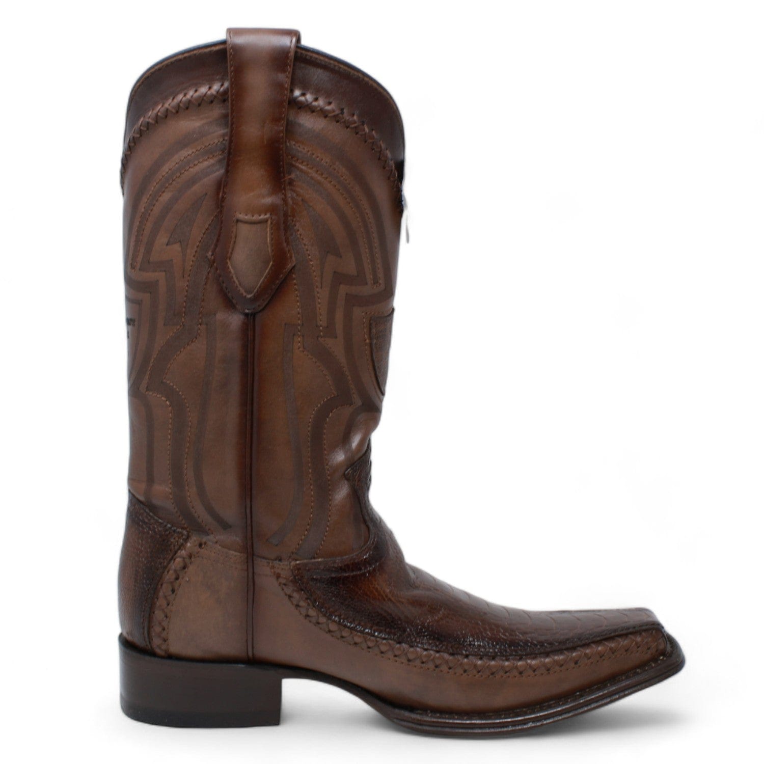 Men's Wild West Ostrich Leg with Deer Skin Square Toe Boots 277LF05 - 6