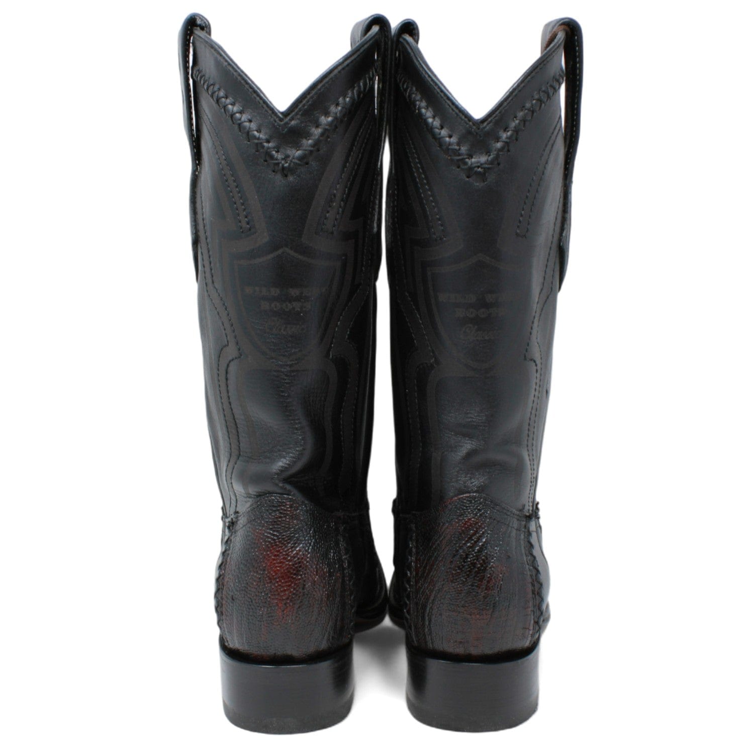 Men's Wild West Ostrich Leg with Deer Skin Square Toe Boots 277LF05 - 6