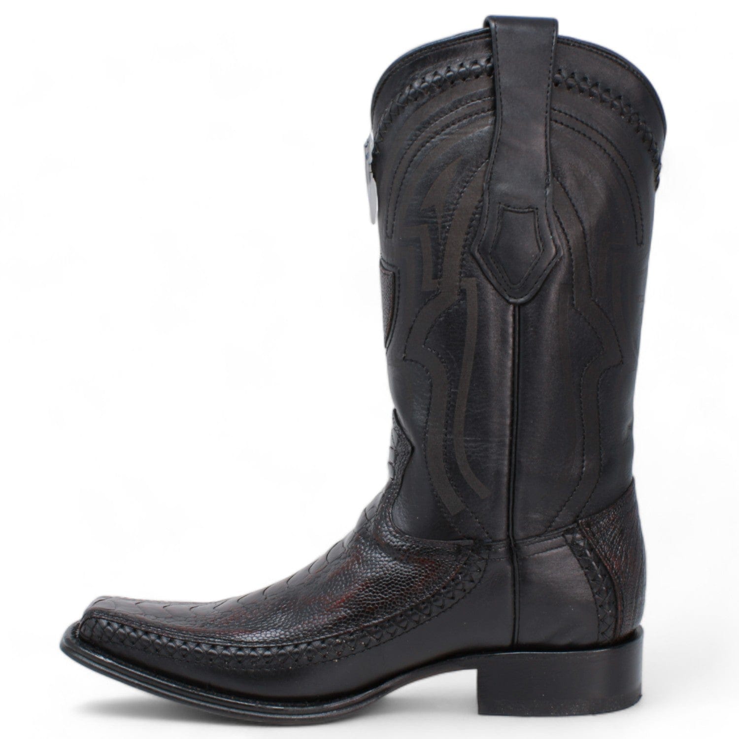 Men's Wild West Ostrich Leg with Deer Skin Square Toe Boots 277LF05 - 6