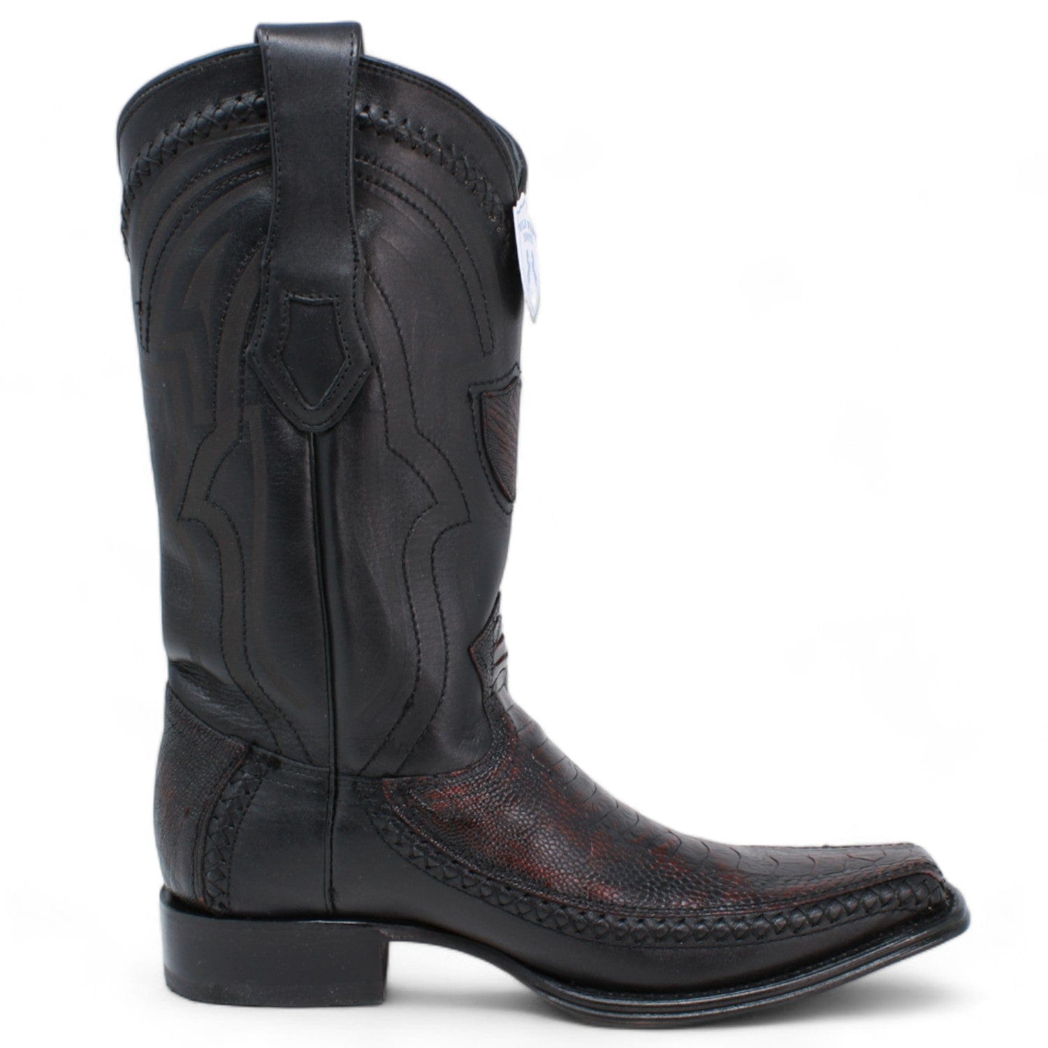 Men's Wild West Ostrich Leg with Deer Skin Square Toe Boots 277LF05 - 6