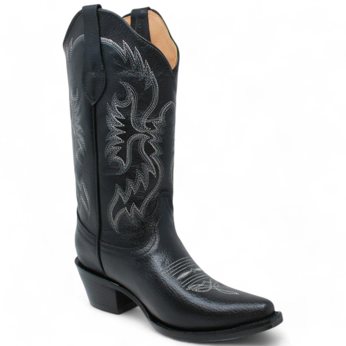 Women's Snip Toe Leather Boots Black - 5