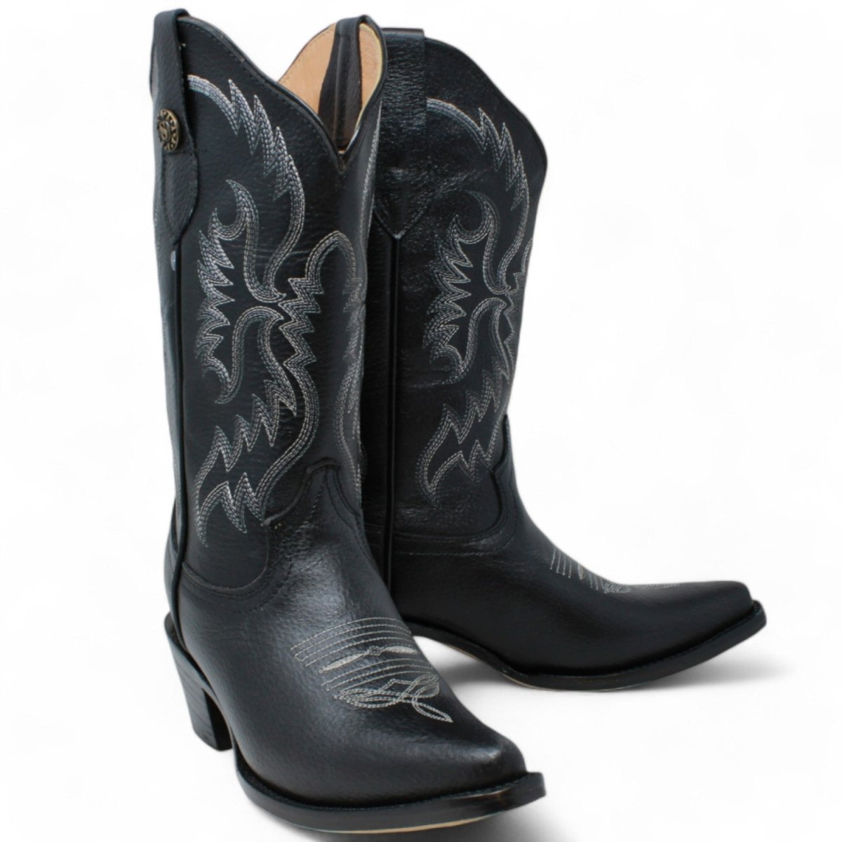 Women's Snip Toe Leather Boots Black - 5