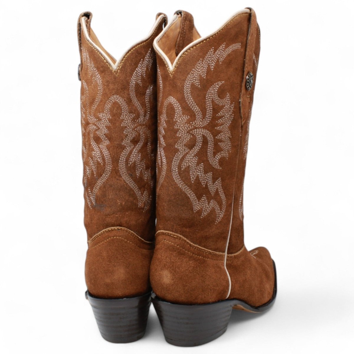 Women's Snip Toe Leather Suede Boots Brown - 5