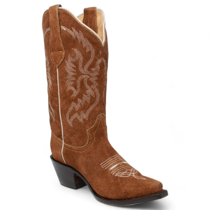 Women's Snip Toe Leather Suede Boots Brown