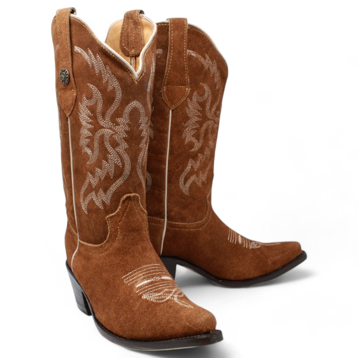 Women's Snip Toe Leather Suede Boots Brown - 5