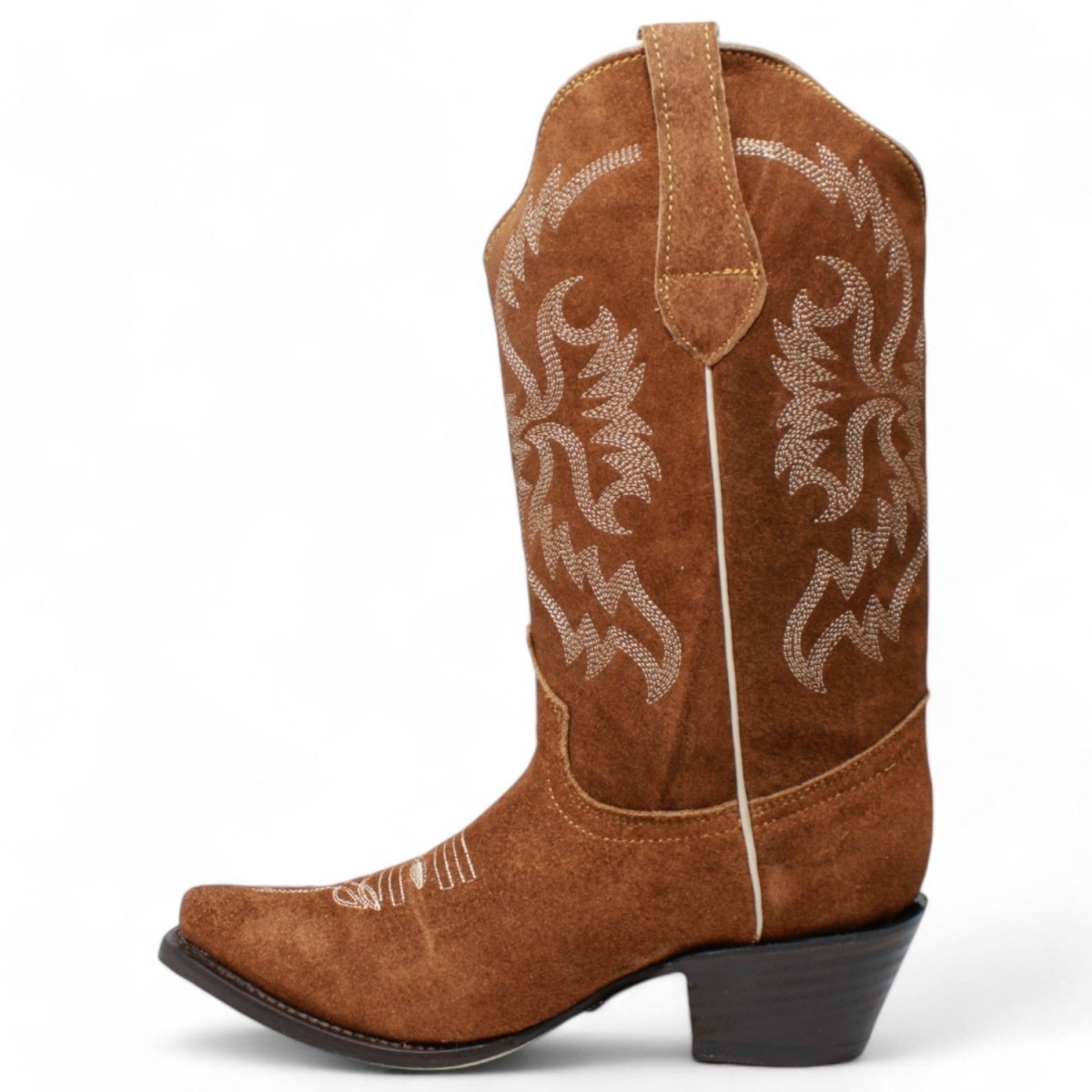 Women's Snip Toe Leather Suede Boots Brown - 5