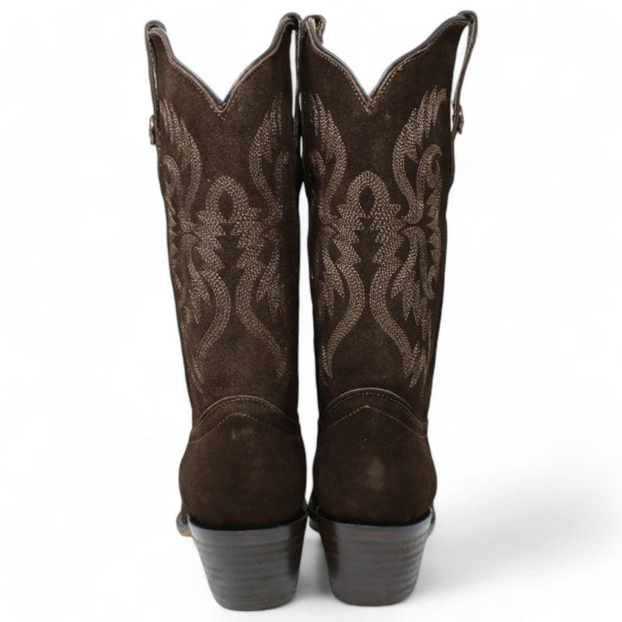 Women's Snip Toe Leather Suede Boots Chocolate