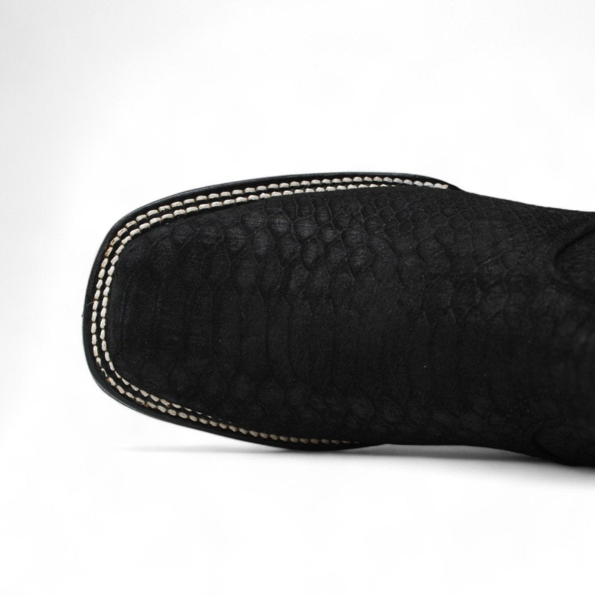 Women's Square Toe Python Print Ankle Boot - Black