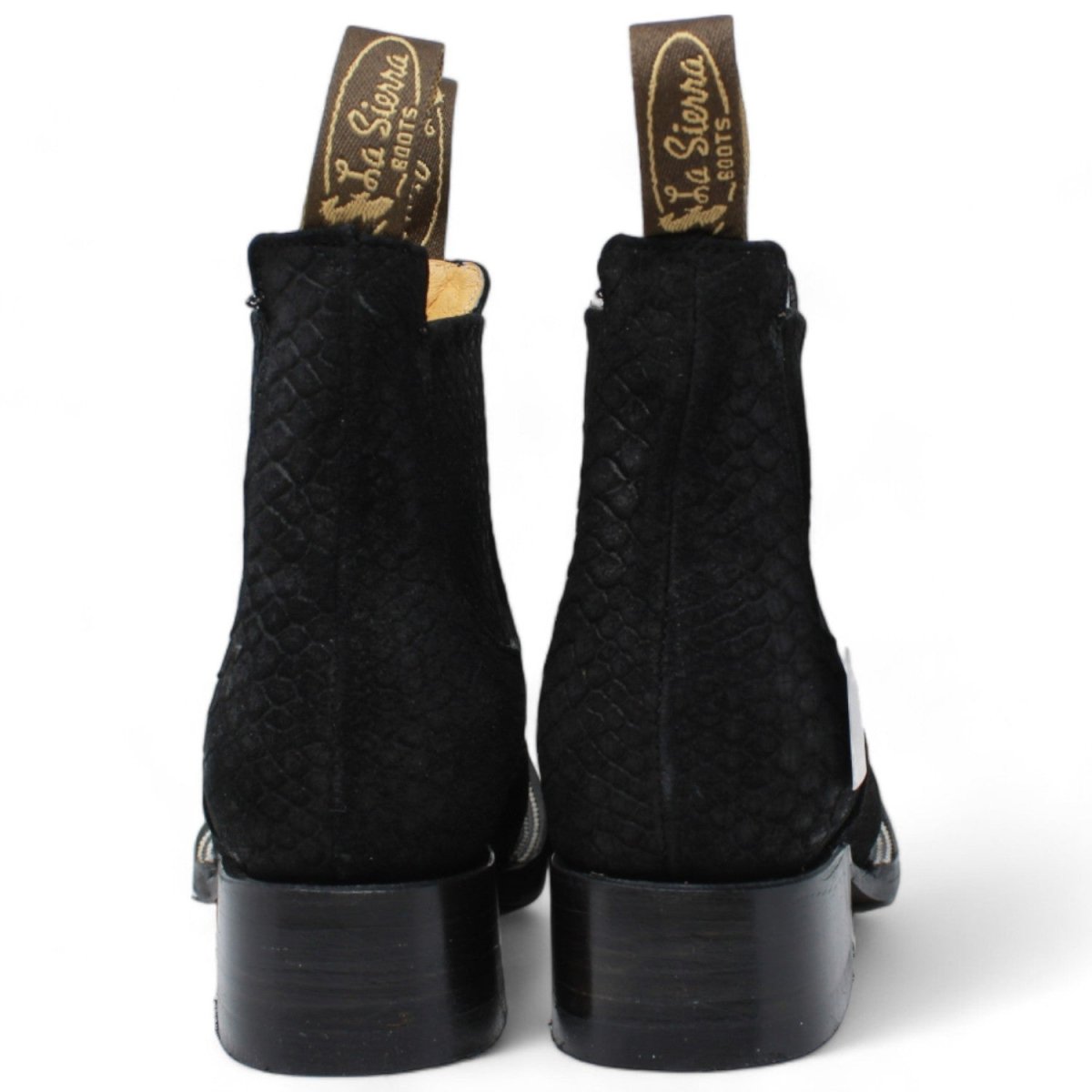 Women's Square Toe Python Print Ankle Boot - Black