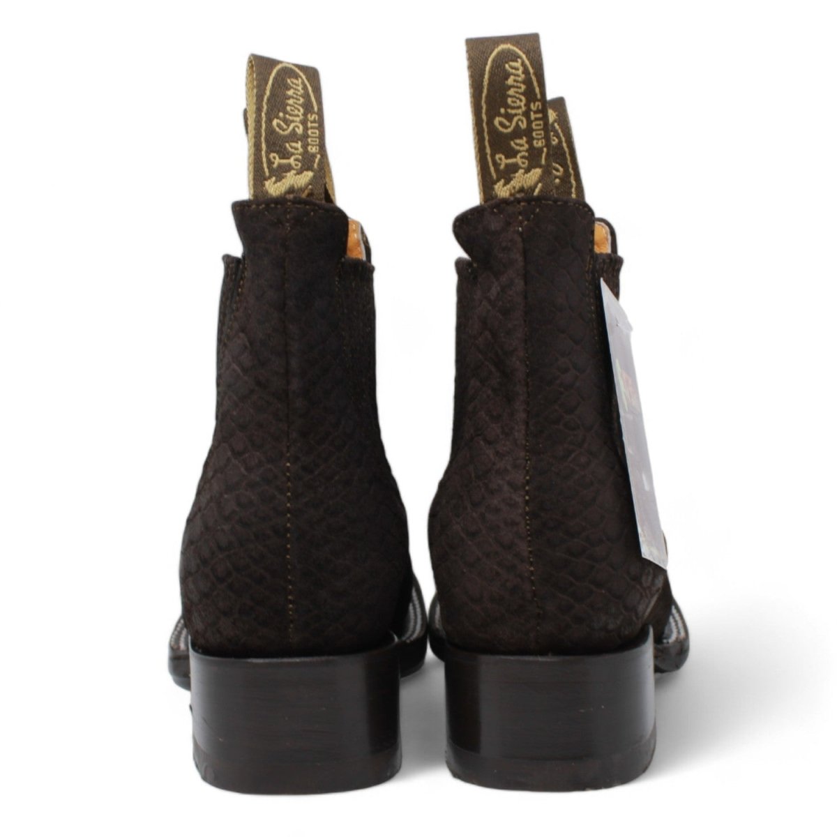 Women's Square Toe Python Print Ankle Boot - Black