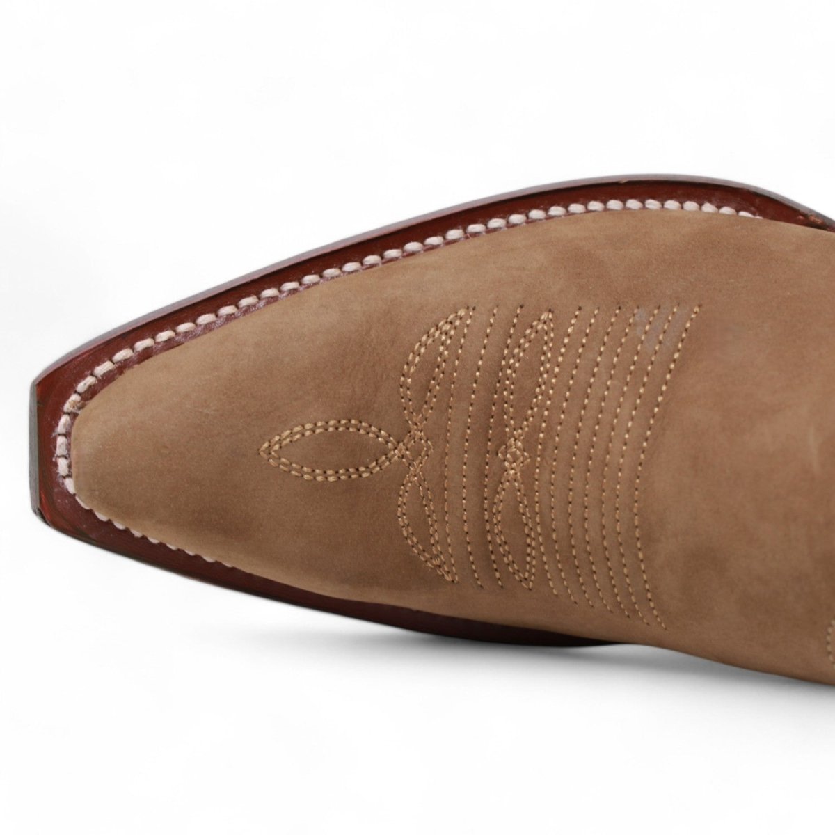 Women's Wild West Snip Toe Suede Leather Boots with Zipper - Taupe - 5