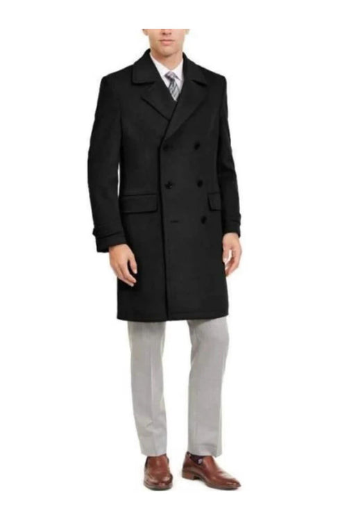 Wool And Cashmere Peacoat - Double Breasted Three Quarter Overcoat - Topcoat
