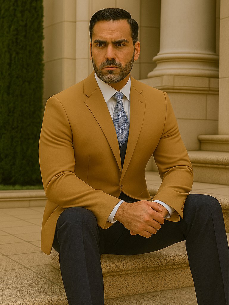 "Wool & Cashmere Men's Overcoat - Full Length in Camel" - Camel