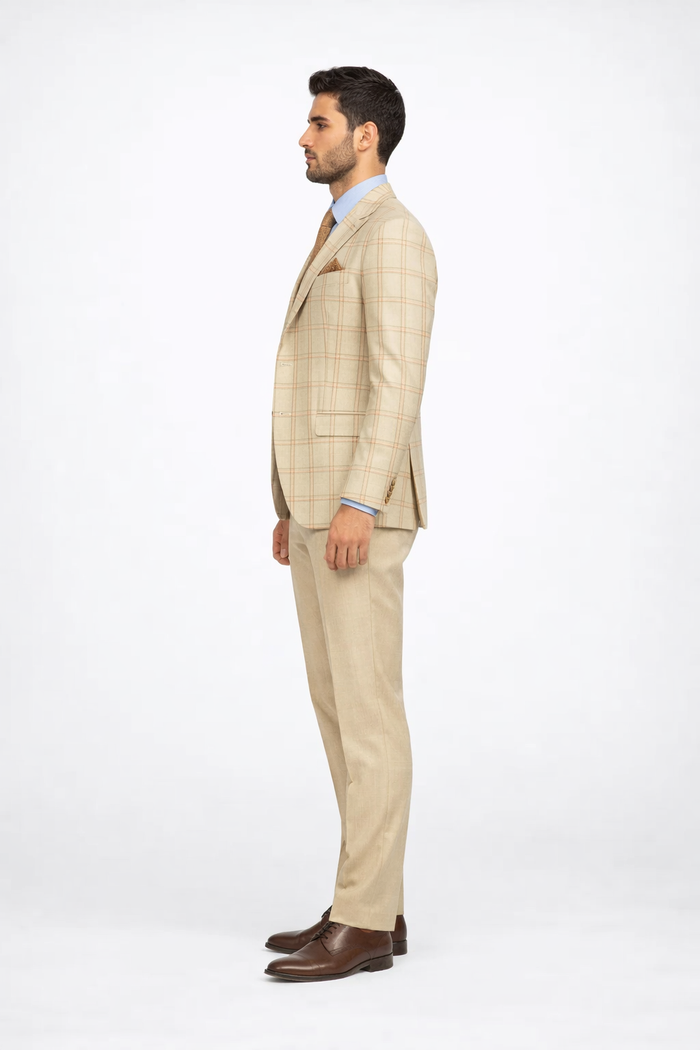 Modern Fit - Wool Suit - Italian Made Business Suit by Statement Men's 3 Piece 100% Wool Modern Fit Suit - Accented Scoop Vest