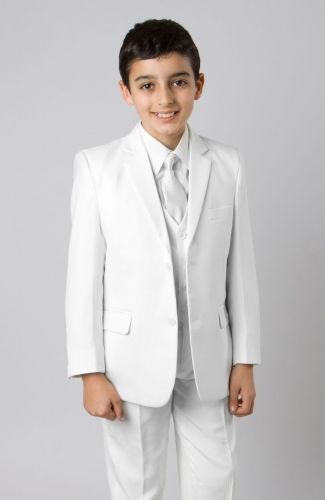 Azurro Boys' 5 Piece Vested Suit in Solid Colors with Shirt and Tie