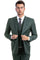 "Olive Green Men's Designer Wool Suit - Modern Fit, Two Button Vested"