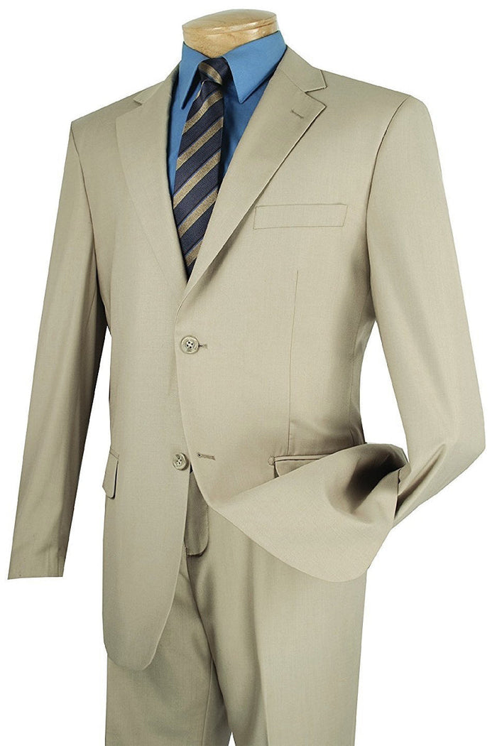 Modern Fit - Mens Basic 2 Button Modern Fit Suit in Light Beige