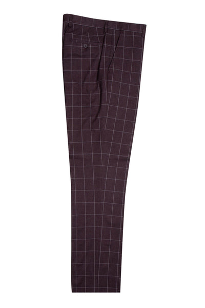 "Mens Stacy Adams Suit - Stacy Adams Suit Men's Burgundy Windowpane Plaid Vested Suit"