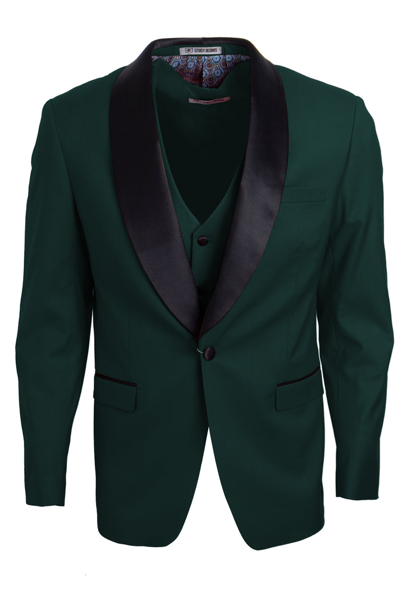 "Stacy Adams Suit Men's Vested Shawl Lapel Tuxedo - Hunter Green"
