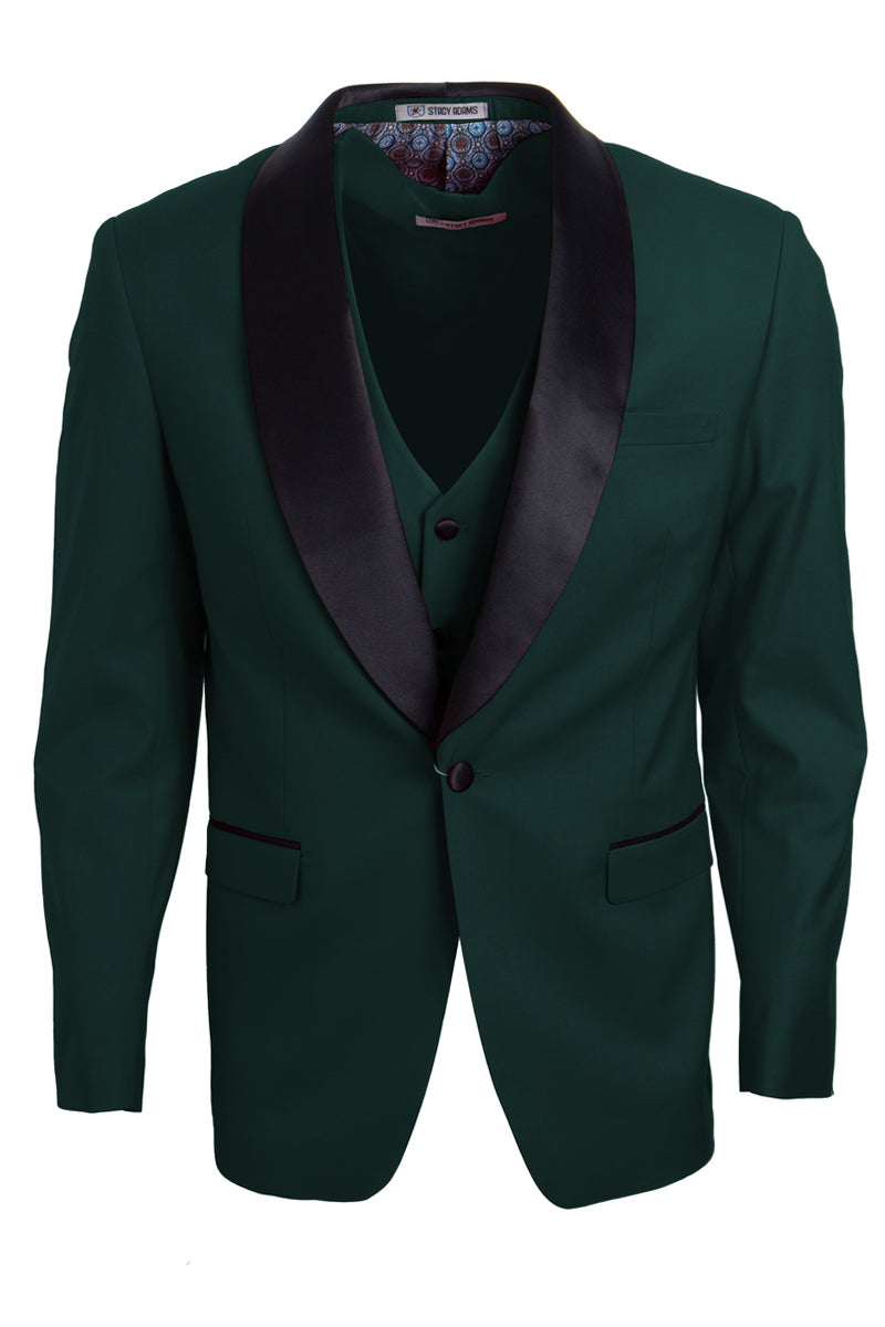 "Mens Stacy Adams Suit - Stacy Adams Suit Men's Vested Shawl Lapel Tuxedo - Hunter Green"