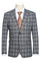 Mens Designer Slim Fit Peak Lapel Suit in Grey Windowpane Plaid