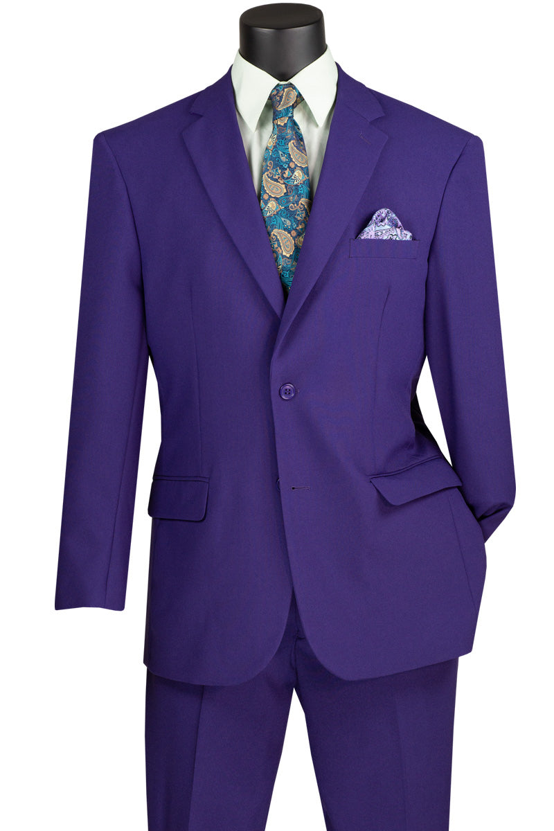 "Classic Men's Purple Poplin Suit - 2 Button Style, 44R | CLOSE OUT"